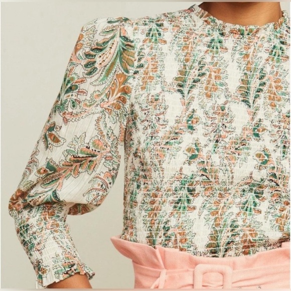 Trade/sell Veronica Beard Kali smocked top stone paisley EUC size small EUC💜🌺 - Picture 4 of 5